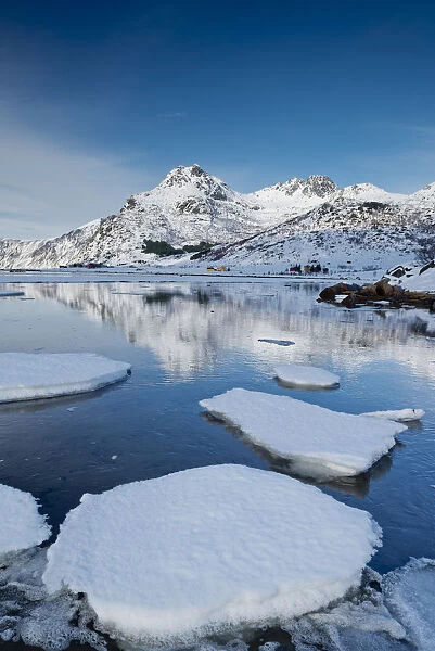 Flakstadpollen Reflections in Winter, Lofoten Islands, Norway