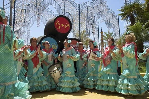 Flamenco dancers, Feria del Caballo in Jerez de la Frontera, Andalusia, Spain