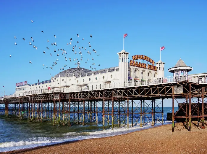 Framed Print : Flock of birds over the Brighton Palace Pier, City of Brighton and Hove, East Sussex, England, United Kingdom Framed Print : Flock of birds over the Brighton Palace Pier, City of Brighton and Hove, East Sussex, England, United Kingdom