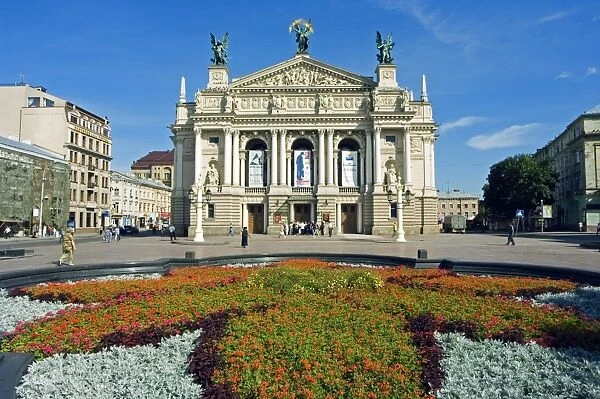 Floral Feature outside the Lviv Theater of Opera and Ballet