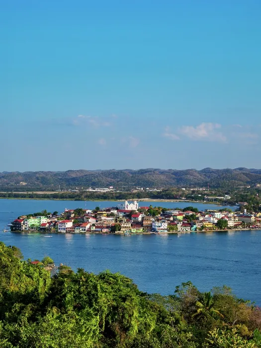 Framed Print : Flores Island, elevated view, Peten Department, Guatemala Framed Print : Flores Island, elevated view, Peten Department, Guatemala