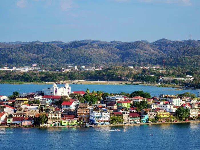 Framed Print : Flores Island, elevated view, Peten Department, Guatemala Framed Print : Flores Island, elevated view, Peten Department, Guatemala