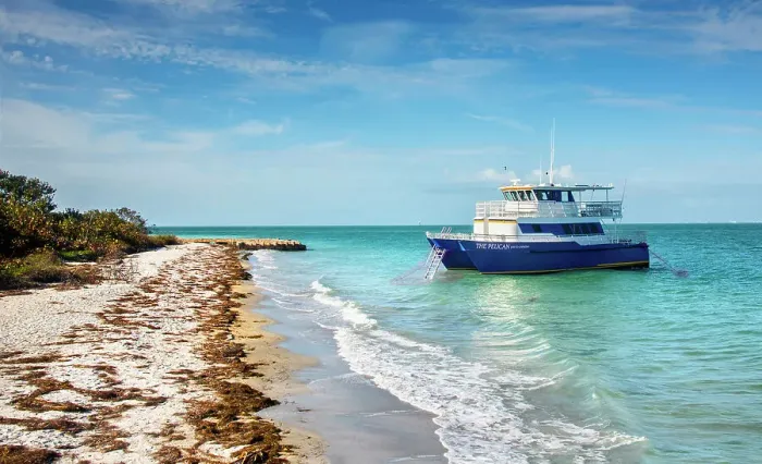 Framed Print : Florida, Egmont Key State Park, Beach, Anchored Passenger Boat, Tampa Bay, Gulf Of Mexico, Saint Petersburg Framed Print : Florida, Egmont Key State Park, Beach, Anchored Passenger Boat, Tampa Bay, Gulf Of Mexico, Saint Petersburg