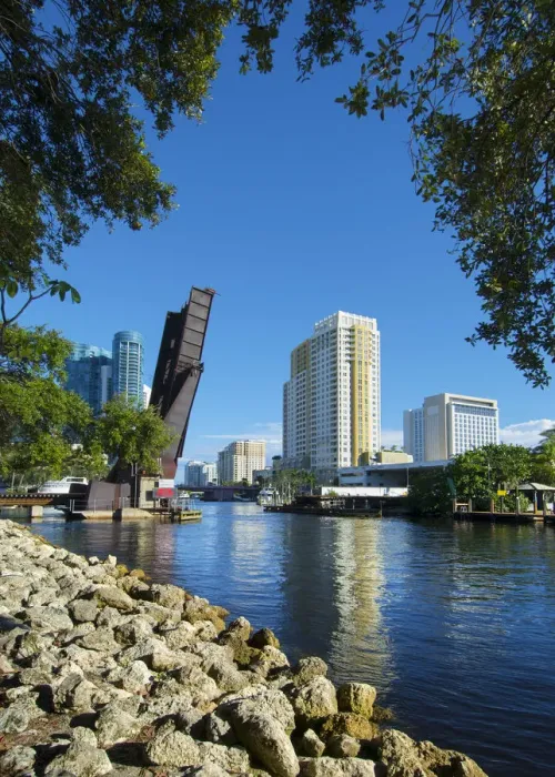 Framed Print : Florida, Fort Lauderdale, Riverwalk, Railroad Bridge, New River Framed Print : Florida, Fort Lauderdale, Riverwalk, Railroad Bridge, New River
