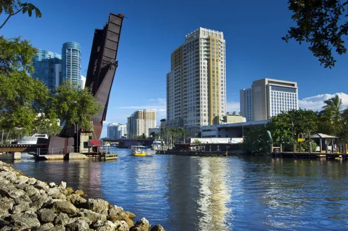 Framed Print : Florida, Fort Lauderdale, Riverwalk, Railroad Bridge, New River Framed Print : Florida, Fort Lauderdale, Riverwalk, Railroad Bridge, New River
