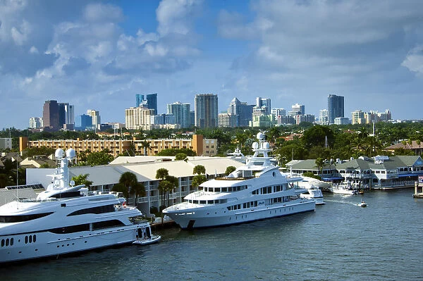 Florida, Fort Lauderdale, Skyline, Intercoastal Waterway
