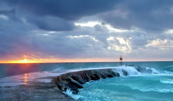 Florida, North Miami Beach, Bal Harbour Lighthouse Jetty, Sunrise