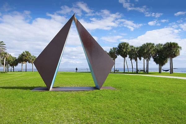 Florida, Saint Petersburg, Pinellas County, Steel Geometric Sculpture Called