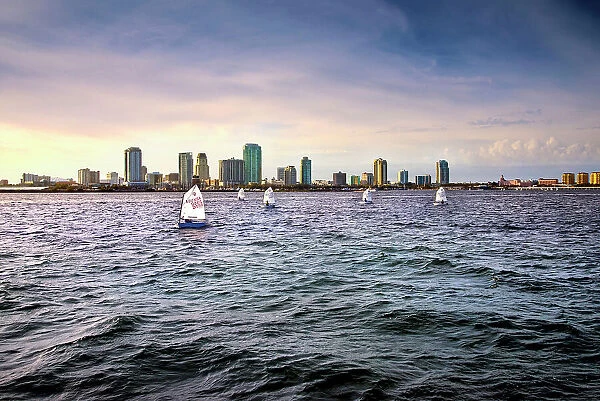 Florida, Saint Petersburg, Skyline, Downtown, Sail Boats, Tampa Bay