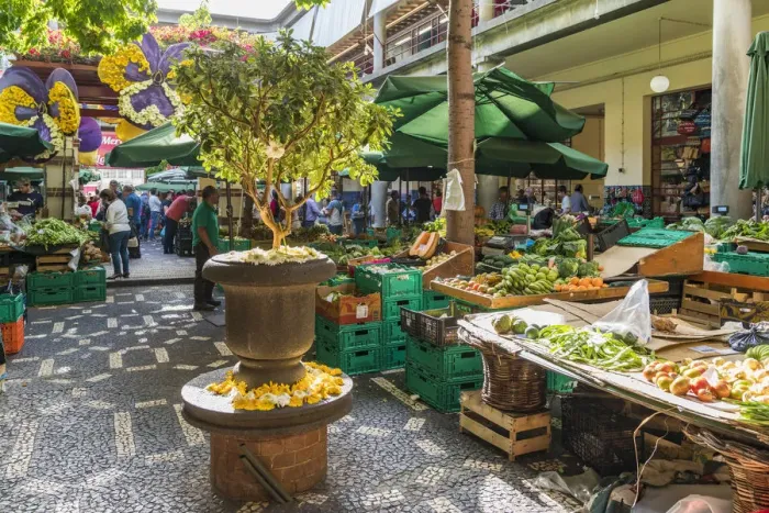 Framed Print : Flower decorations at Mercado dos Lavradores - Farmers Market
