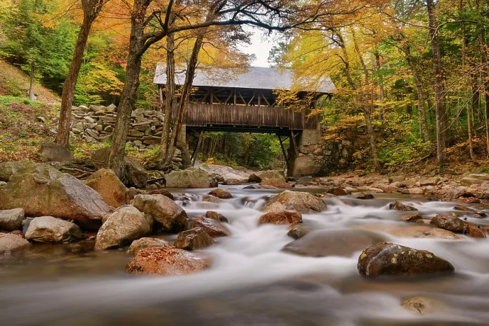 Framed Print : The Flume Covered Bridge in autumn, White Mountain National Park, Franconia Notch State Park, New Hampshire, USA Framed Print : The Flume Covered Bridge in autumn, White Mountain National Park, Franconia Notch State Park, New Hampshire, USA