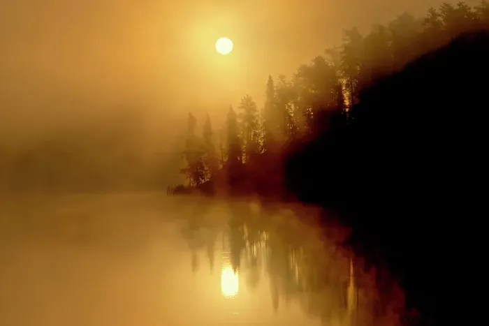 Framed Print : Fog at sunrise on Isabel Lake Kenora, Ontario, Canada Framed Print : Fog at sunrise on Isabel Lake Kenora, Ontario, Canada