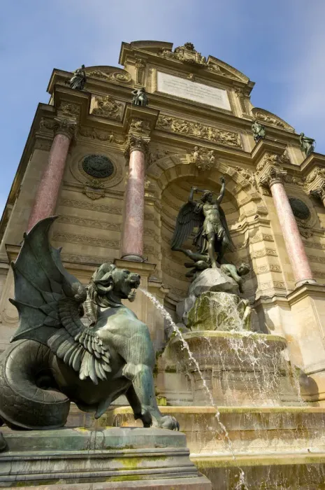 Framed Print : Fontaine, Place St. Michel, Latin Quarter, Paris, France Framed Print : Fontaine, Place St. Michel, Latin Quarter, Paris, France