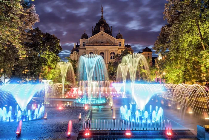 Framed Print : Fontana canterina (Singing fountain) and National Theatre Kosice (Narodne Divadlo Kosice), Kosice, Slovakia Framed Print : Fontana canterina (Singing fountain) and National Theatre Kosice (Narodne Divadlo Kosice), Kosice, Slovakia