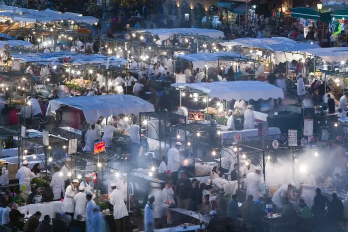Framed Print : Food Stalls, Djemma el-Fna Square, Marrakash, Morocco