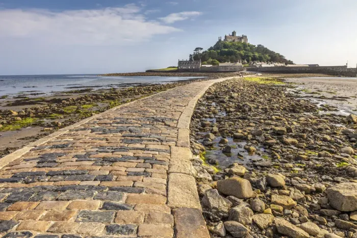 Framed Print : Footpath to St. Michael`s Mount, Marazion, Cornwall, England Framed Print : Footpath to St. Michael`s Mount, Marazion, Cornwall, England