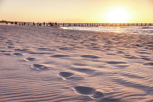 Footprints in the sand at Zingst Beach, Mecklenburg-West Pomerania, Baltic Sea, Northern Germany, Germany