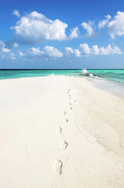 Footsteps on a sandbank, Baa Atoll, Maldives
