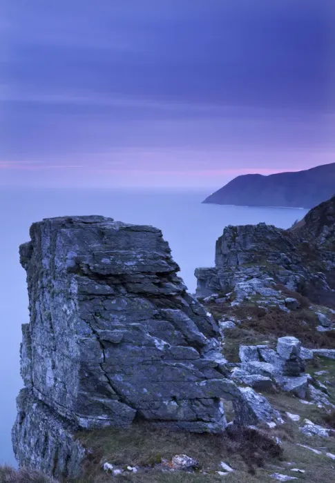 Framed Print : Foreland Point from the Valley of Rocks at dawn, Exmoor, Devon, England. Winter Framed Print : Foreland Point from the Valley of Rocks at dawn, Exmoor, Devon, England. Winter