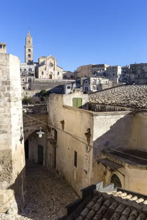 Framed Print : Foreshortening of Sassi of Matera district, Basilicata, Italy Framed Print : Foreshortening of Sassi of Matera district, Basilicata, Italy