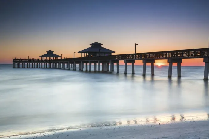 Framed Print : Fort Myers Pier at Sunset, Florida, USA Framed Print : Fort Myers Pier at Sunset, Florida, USA