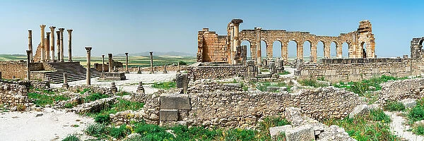 Forum and Capitolin Temple at the Roman city of Volubilis, Meknes, Morocco