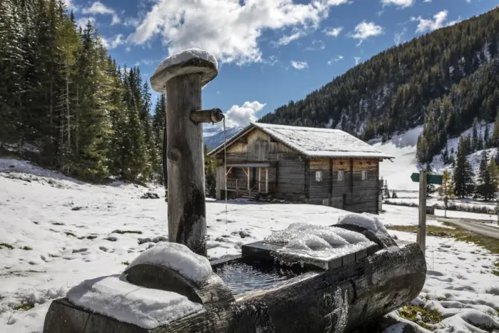 Framed Print : Fountain on the Alp Unterstalleralm, Innervillgraten, Villgraten valley, East Tyrol