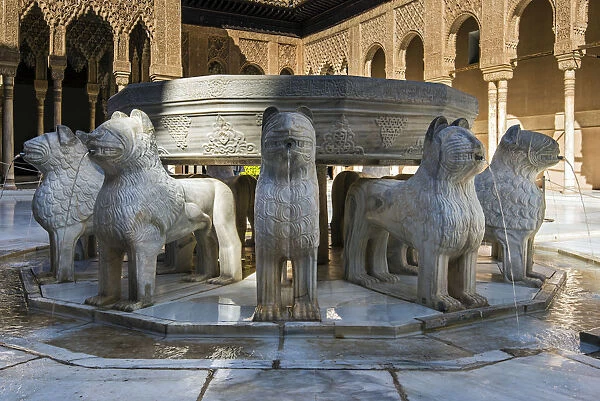 Fountain of the Court of the Lions, Palace of the Lions, Alhambra palace, Granada