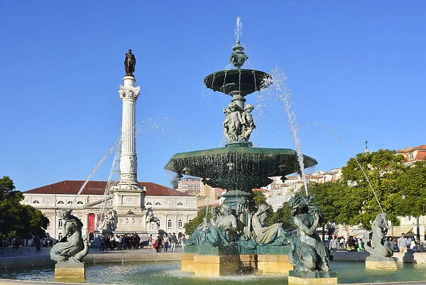 Fountain dating back to 1889, in the centre of the Praca Dom Pedro IV, with mythological