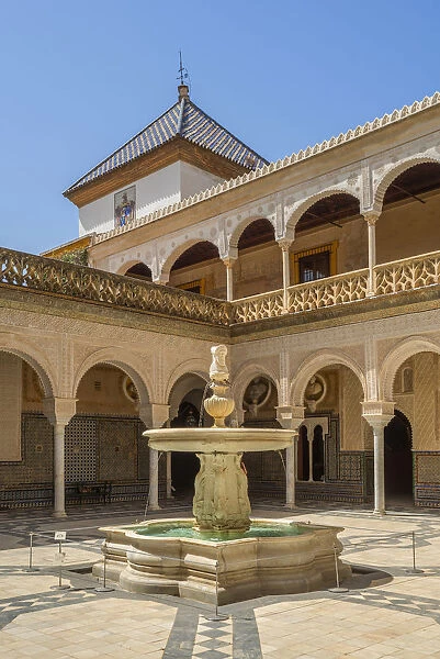 Fountain in the Patio of Casa de Pilatos, Sevilla, Andalusia, Spain