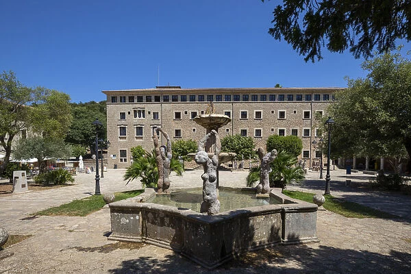 Fountain at Santuari de Lluc, Serra de Tramuntana, Mallorca, Balearic Islands, Spain
