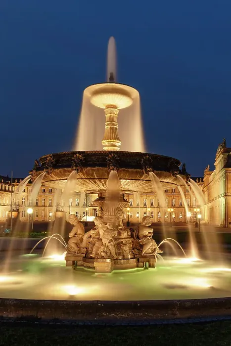 Framed Print : Fountain at Schlossplatz Square and Neues Schloss Castle, Stuttgart, Baden-Wurttemberg, Germany Framed Print : Fountain at Schlossplatz Square and Neues Schloss Castle, Stuttgart, Baden-Wurttemberg, Germany