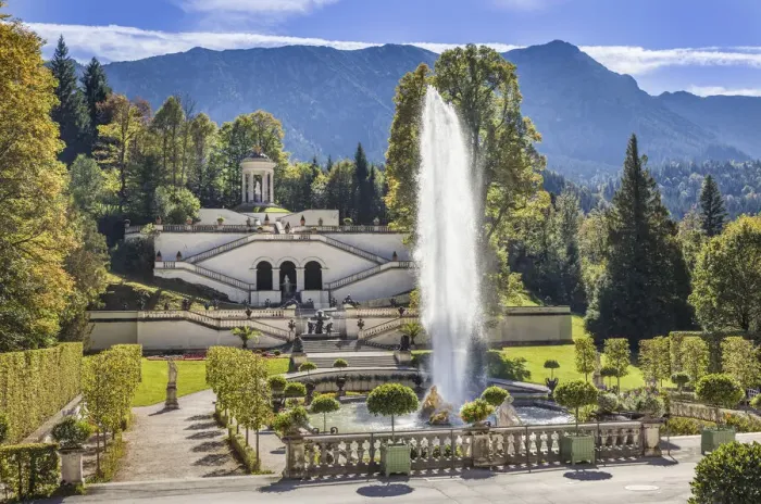 Framed Print : Fountain and terrace garden of Linderhof Palace, Ettal, Bavaria