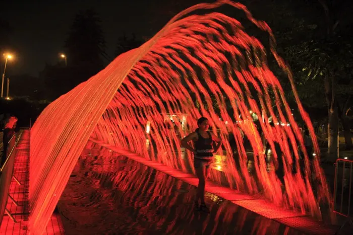 Framed Print : Fountains in Parque de las Aguas, Lima, Peru Framed Print : Fountains in Parque de las Aguas, Lima, Peru
