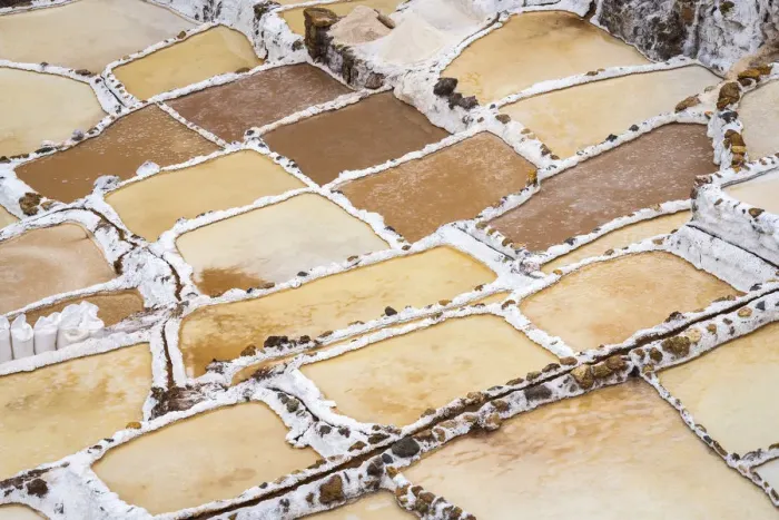 Framed Print : Full frame shot of Maras salt marsh terraces, Salinas de Maras, Cuzco Region, Peru