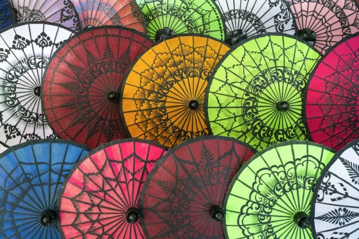 Framed Print : Full frame shot of traditional Burmese colorful umbrellas, Lake Inle, Nyaungshwe Township Framed Print : Full frame shot of traditional Burmese colorful umbrellas, Lake Inle, Nyaungshwe Township
