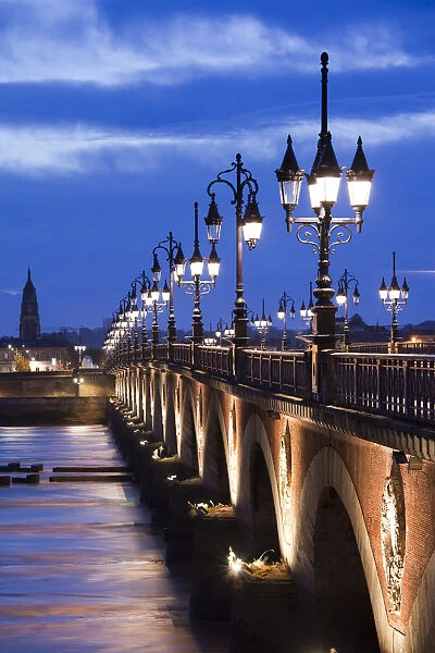 France, Aquitaine Region, Gironde Department, Bordeaux, Pont de Pierre bridge