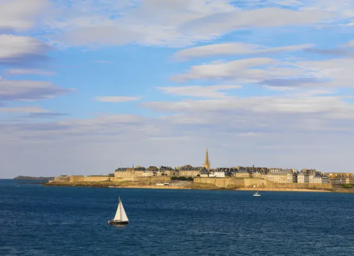 Framed Print : France, Brittany, Ille et Vilaine, St. Malo and yacht Framed Print : France, Brittany, Ille et Vilaine, St. Malo and yacht