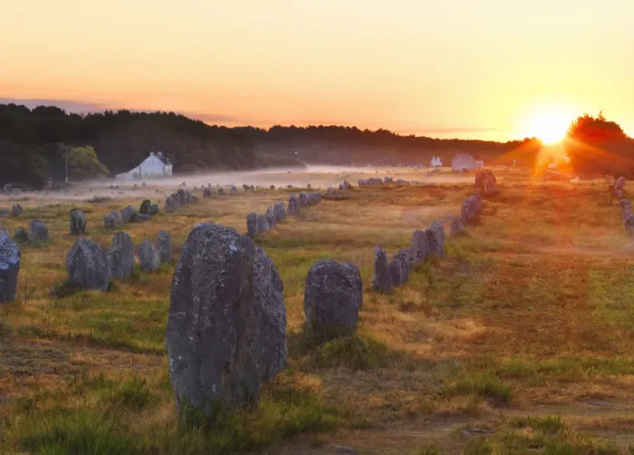 Framed Print : France, Brittany, Morbihan, Carnac, megalithic menhir alignments of Menec at sunrise Framed Print : France, Brittany, Morbihan, Carnac, megalithic menhir alignments of Menec at sunrise