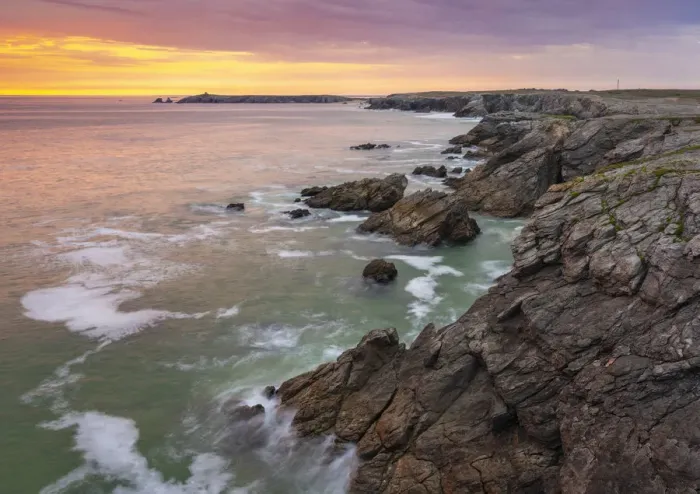 Framed Print : France, Brittany, Morbihan, Cote Sauvage, Quiberon Peninsula, Pointe du Percho, at dusk Framed Print : France, Brittany, Morbihan, Cote Sauvage, Quiberon Peninsula, Pointe du Percho, at dusk