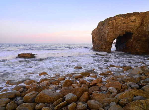 France, Brittany, Morbihan, Cote Sauvage, Quiberon Peninsula, The Arch at Port Blanc