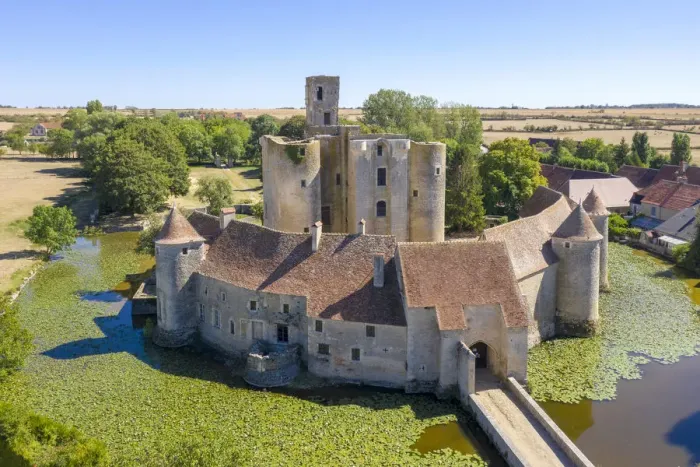 Framed Print : France, Centre-Val de la Loire, Cher, Sagonne, aerial view of Chateau de Sagonne
