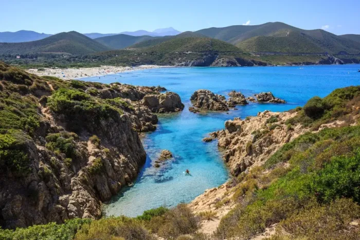 Framed Print : France, Corse, cove from the Ostriconi beach, Balagne