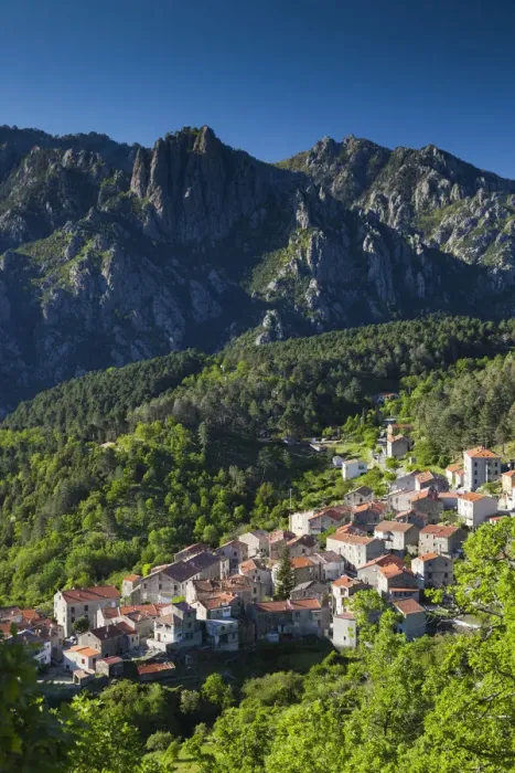 Framed Print : France, Corsica, Haute-Corse Department, Central Mountains Region, Ghisoni, elevated Framed Print : France, Corsica, Haute-Corse Department, Central Mountains Region, Ghisoni, elevated