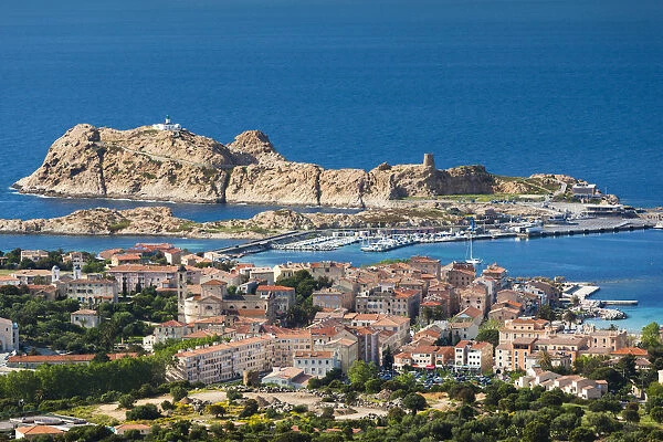 France, Corsica, Haute-Corse Department, La Balagne Region, Ile Rousse, elevated view