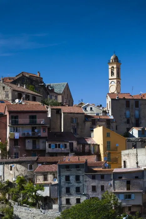 Framed Print : France, Corsica, Haute-Corse Department, Central Mountains Region, Corte, city view Framed Print : France, Corsica, Haute-Corse Department, Central Mountains Region, Corte, city view