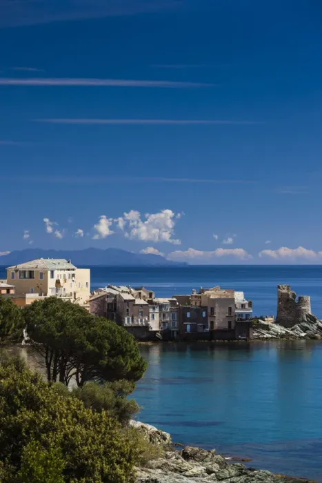 Framed Print : France, Corsica, Haute-Corse Department, Le Cap Corse, Erbalunga, elevated town view Framed Print : France, Corsica, Haute-Corse Department, Le Cap Corse, Erbalunga, elevated town view