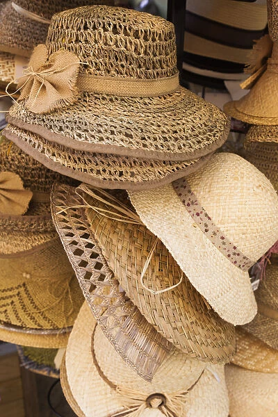 France, Corsica, Haute-Corse Department, La Balagne Region, Ile Rousse, souvenir hats