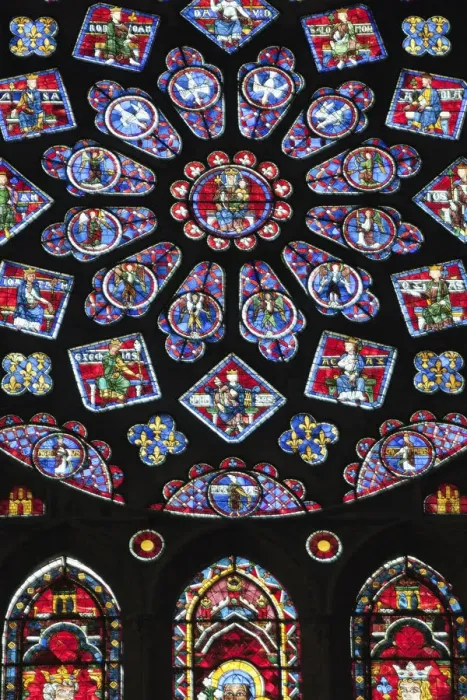 Framed Print : France, Eure-et-Loire, Chartres, Chartres Cathedral, The North Rose Window depicting Framed Print : France, Eure-et-Loire, Chartres, Chartres Cathedral, The North Rose Window depicting