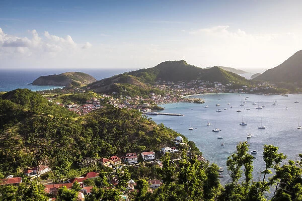 France, Guadeloupe, Iles des Saintes, Elevated view of Terre de Haut island
